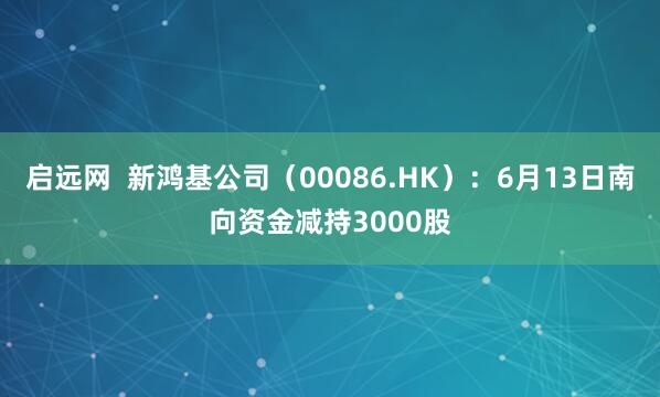 启远网  新鸿基公司（00086.HK）：6月13日南向资金减持3000股