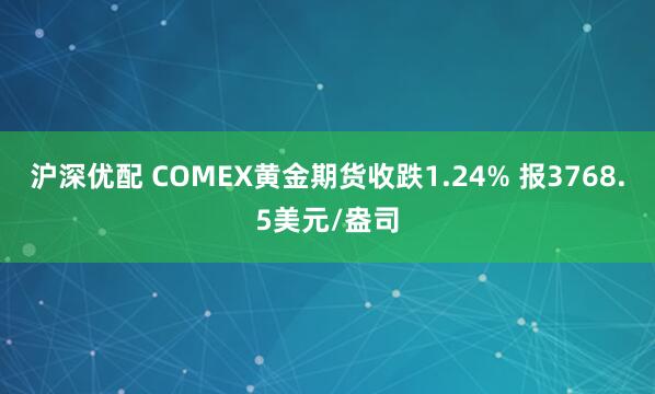 沪深优配 COMEX黄金期货收跌1.24% 报3768.5美元/盎司